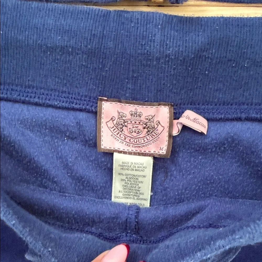 Women's Navy Royal Blue Velour Tracksuit with gold details Top XL Pant M - Picture 5 of 13